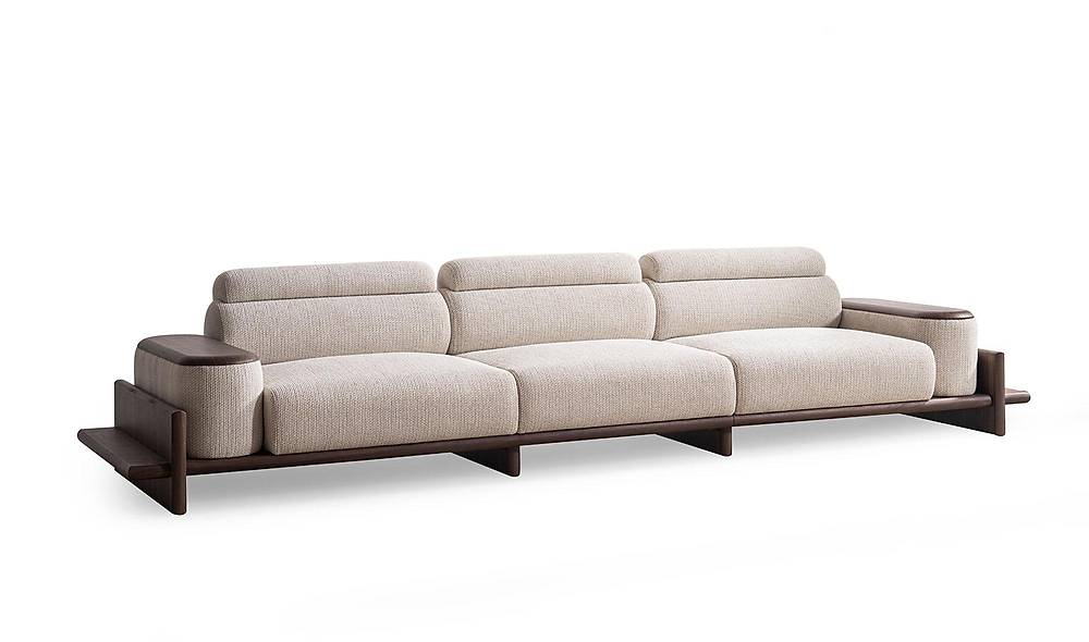 Alya Quad Sofa - Wooden Arm - Cream