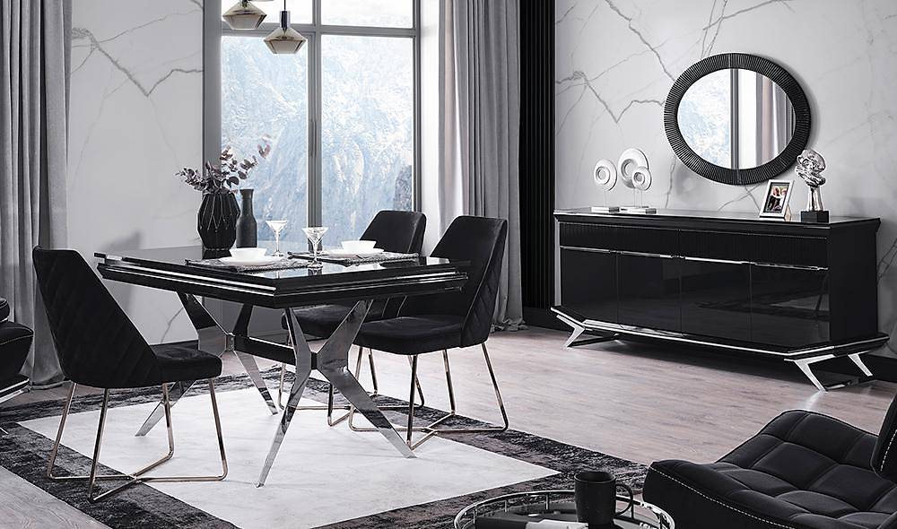 Clara Black Silver Dining Room