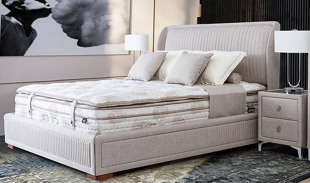 Luna Mokka Base + Headboard + Bed