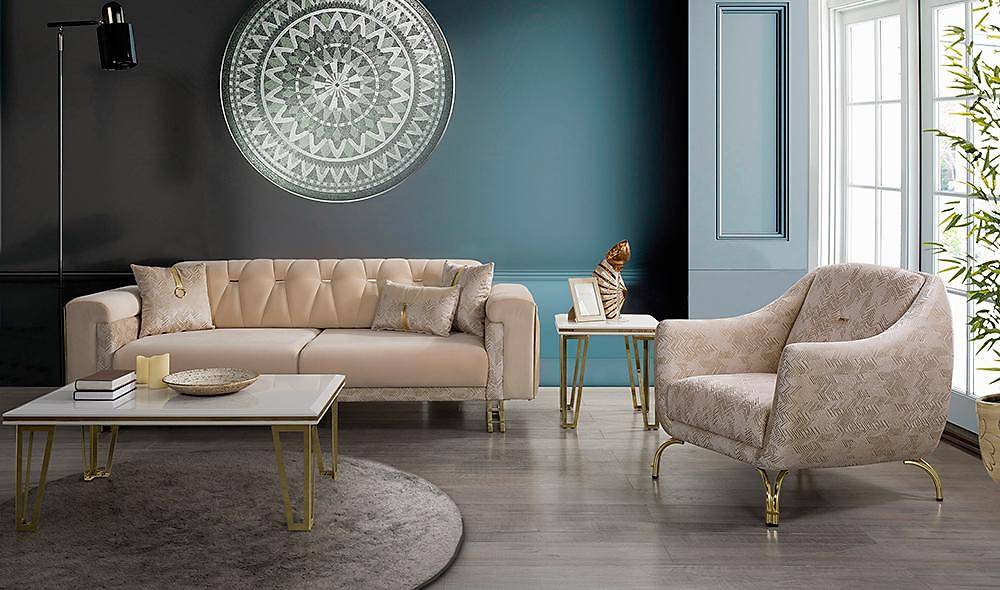 Nehir Cream Living Room Set
