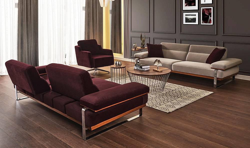 Aydam Sofa Set - Burgundy
