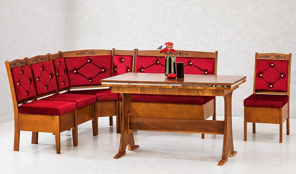 Avangarde Kitchen Corner Set Walnut - Burgundy