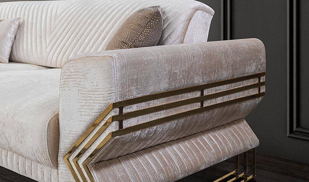 Kayra Living Room Set - Ecru