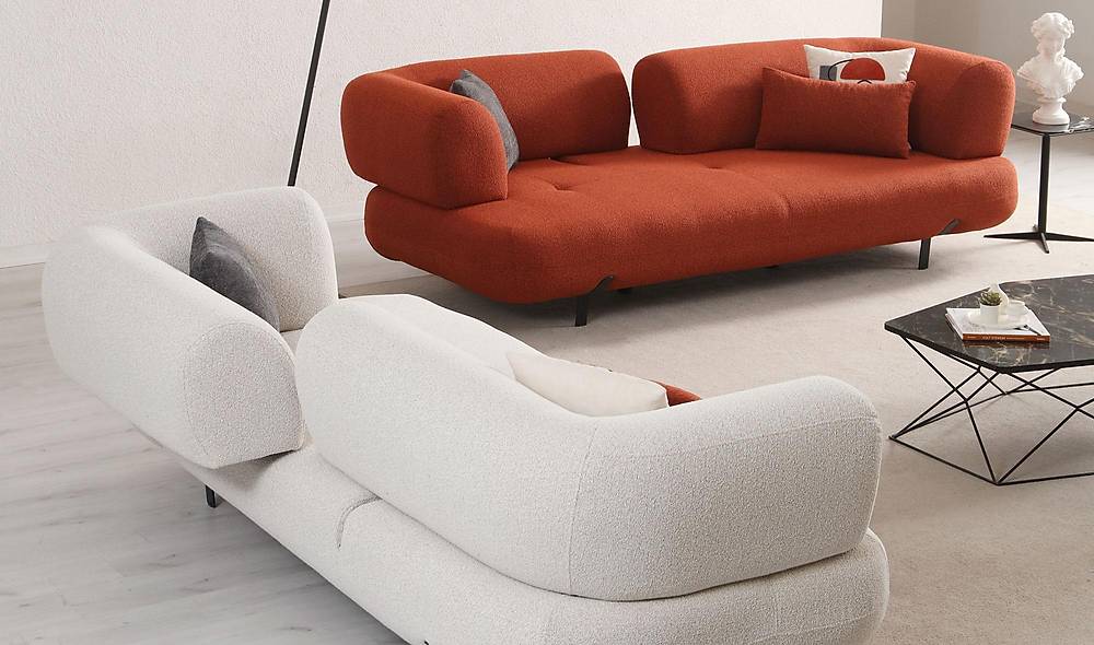 Brown Sofa Set - Bed - Metal Leg