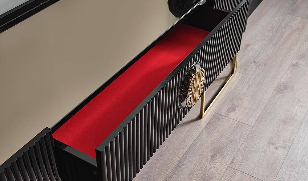Crown Tv Unit - Black - Gold