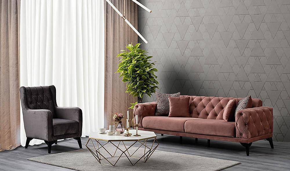 Çınar Pink Living Room Set