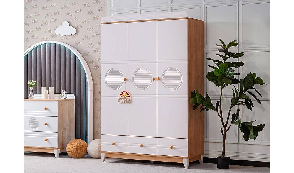 Momo 3 Door Wardrobe - Oak