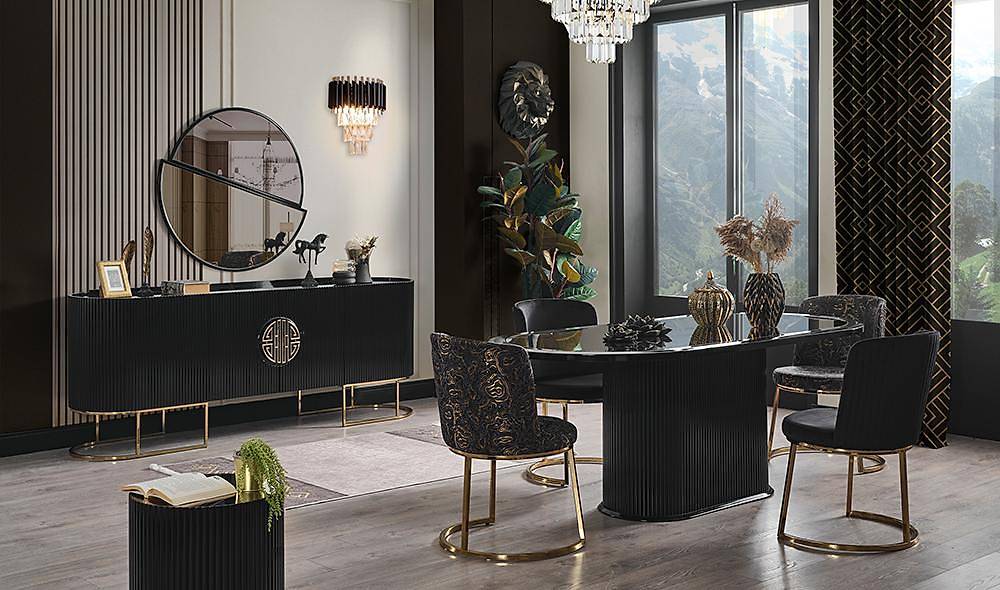 Crown Dining Room - Black - Gold