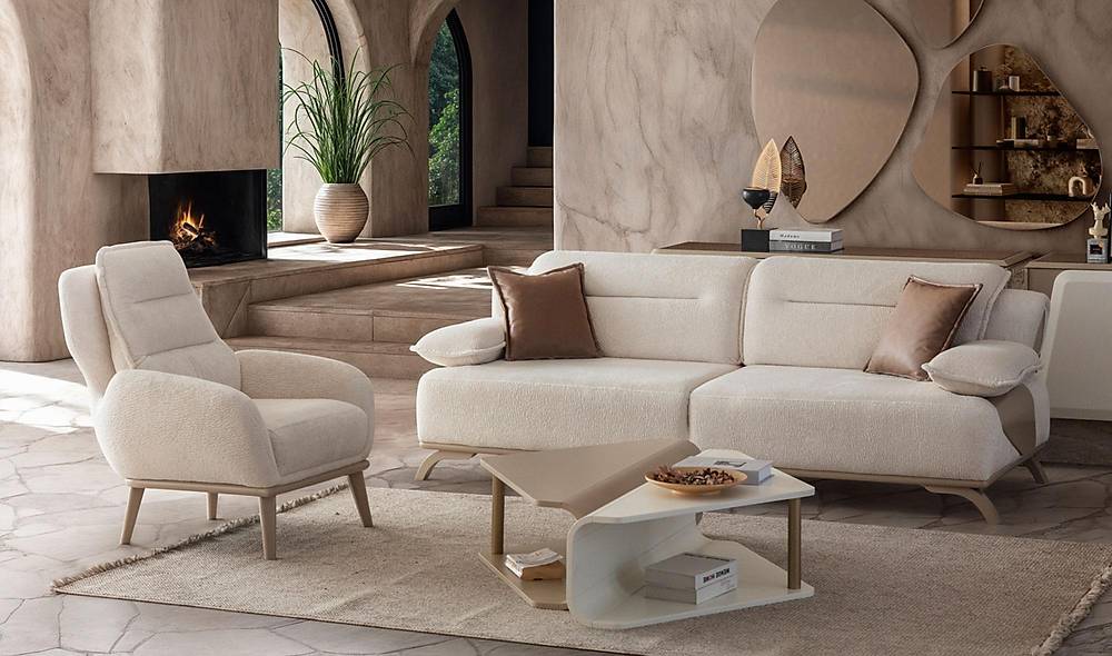 Naples Sofa Set - Wooden Leg