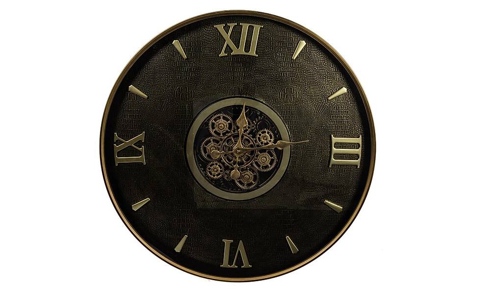 Brown Gold Wood Wall Clock 80 cm