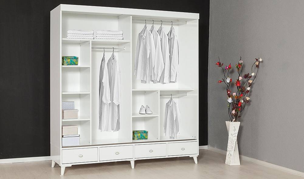 Plane Sliding Wardrobe - Drawer White