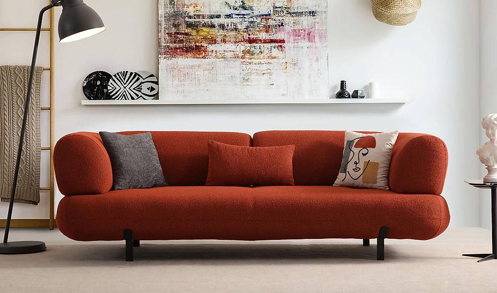 Brown Sofa Set - Bed - Metal Leg