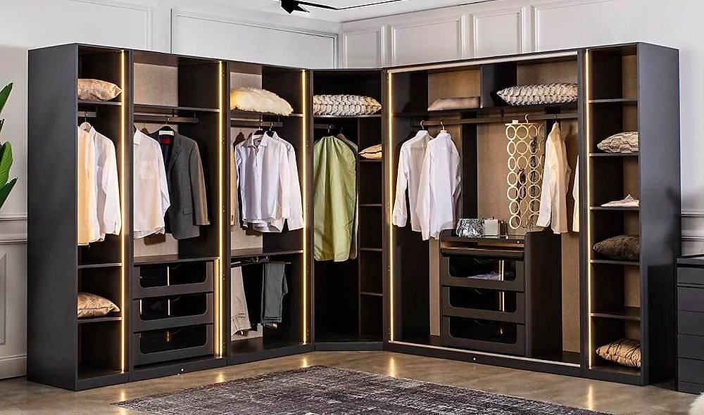 Suare Anthracite Corner Wardrobe