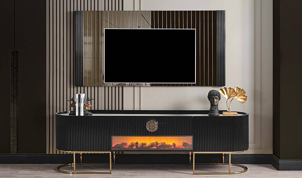 Crown Tv Unit - Black - Gold
