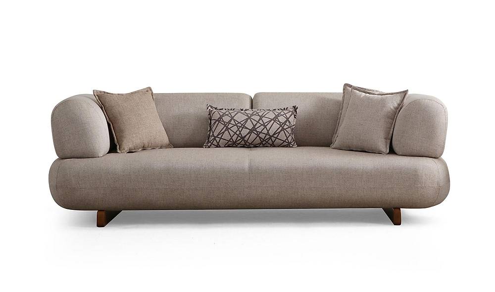 Brown Sofa - Bed - Wooden Leg