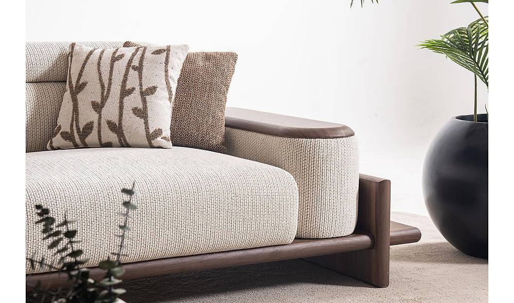 Alya Quad Sofa - Wooden Arm - Cream