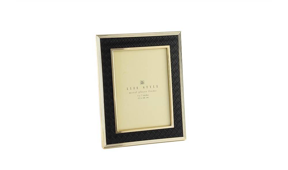 Black Gold Leather Frame 13x18 cm