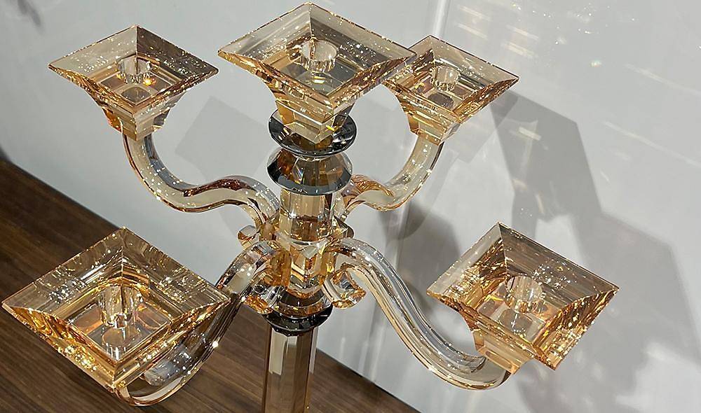 Amber Quintet Glass Candlestick