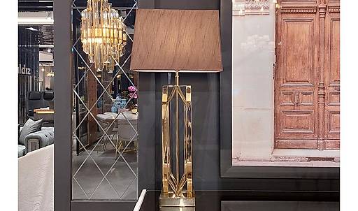 Gold Lampshade with Brown Hat - 20420