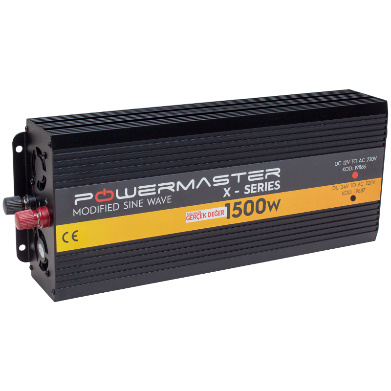 24 V Volt 1500 W Watt Modifiye Sinus İnverter İnvertör 24-220 V Çevirici Dönüştürücü Dijital Ekranlı