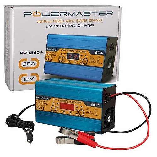 Powermaster 12 Volt Max 30 Amper LCD Ekranl� Ak� �arj Cihaz�