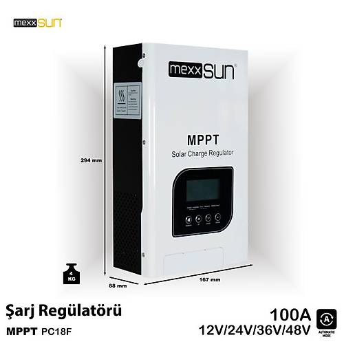 Mexxsun 100 Amper 12/24/48 Volt  MPPT arj Kontrol Cihaz