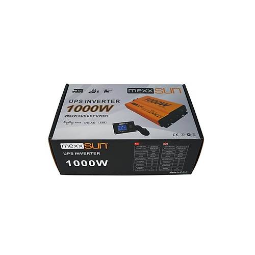 Mexxsun 12 Volt 1000 Watt UPS (Ramote Ekran) Tam Sin�s �nverter