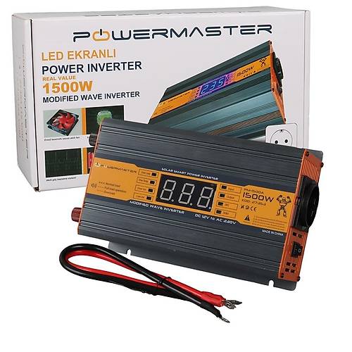 Powermaster 24 V Volt 1500 W Watt Modifiye Sinus �nverter �nvert�r 24-220 V �evirici D�n��t�r�c� Dijital Ekranl�
