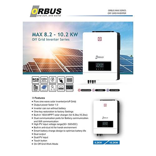Orbus 48 V Volt 10.200 W Watt 10.2 kW MPPT Tam Sins Akll nverter 220 Volt evirici nvertr