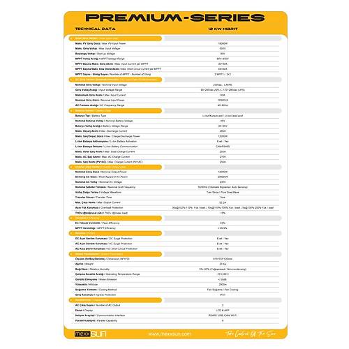Mexxsun 48 V Volt 12000 W Watt 12kW MPPT Tam S�nus Ak�ll� H�BR�T Dahili W�F� �nverter 220 Volt �evirici �nvert�r