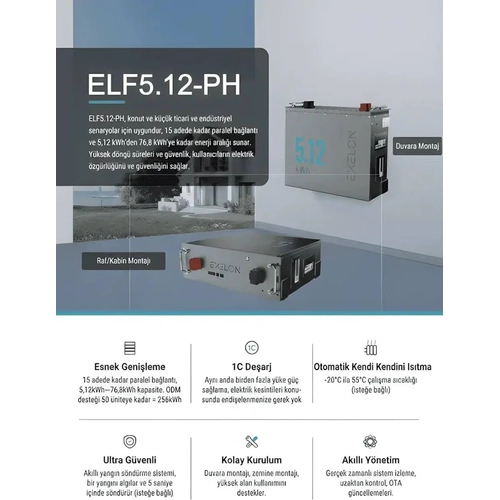 Exelon 51.2V 100 Ah Lityum Ak� Rack Tipi