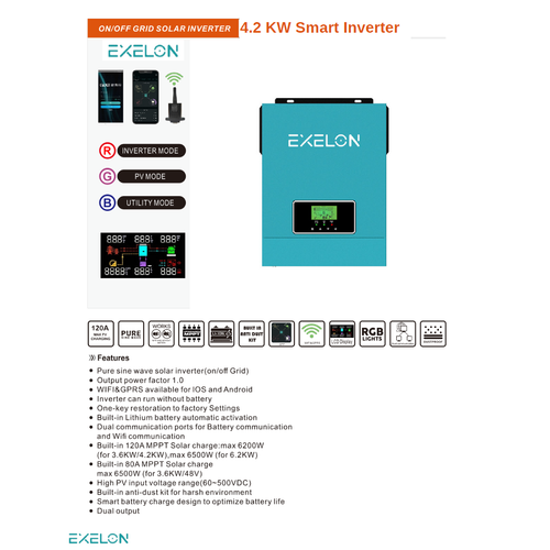 Exelon 24 V Volt 4200 W Watt 4.2 kW MPPT Tam Snus Akll nverter 220 Volt evirici nvertr