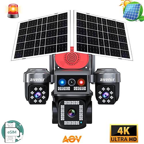 AVENR AOV 4 Kameral E SM Gne Enerjili Sim Kartl 4G Kamera AVENR AV-S445