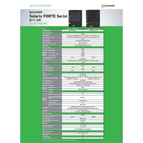 Tunmatik Solarix Forte 11 kW 150A MPPT 48 Volt 11.000 Watt Akll nverter 220V evirici