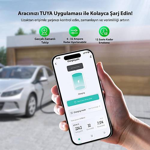 Truwatt ZTA510 Ta��nabilir Elektrikli Ara� �arj Cihaz� 32A/22kW/380V (10 metre)