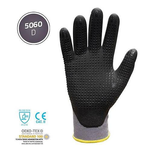 PUNTA 5060D Nylon/Spandex Astar �zeri 3/4 Dotlu Mikro K�p�k Nitril Kapl� �� Eldiveni