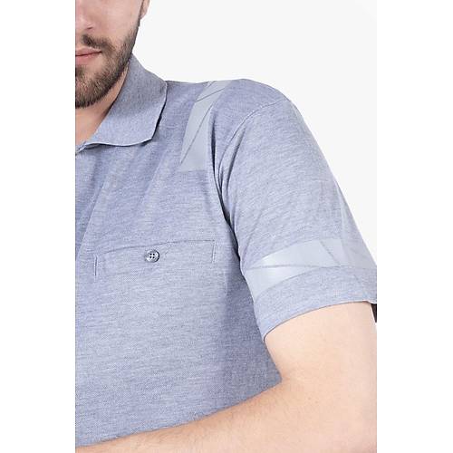 Polo Yaka Reflekt�rl� T-Shirt - Gri