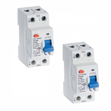 Oag 2 x 40A 300MA 2 Kutuplu Kaçak Akım Rölesi