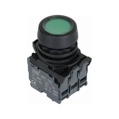ISP-AW33M5 220V Led Işıklı Yaylı Buton - Yeşil