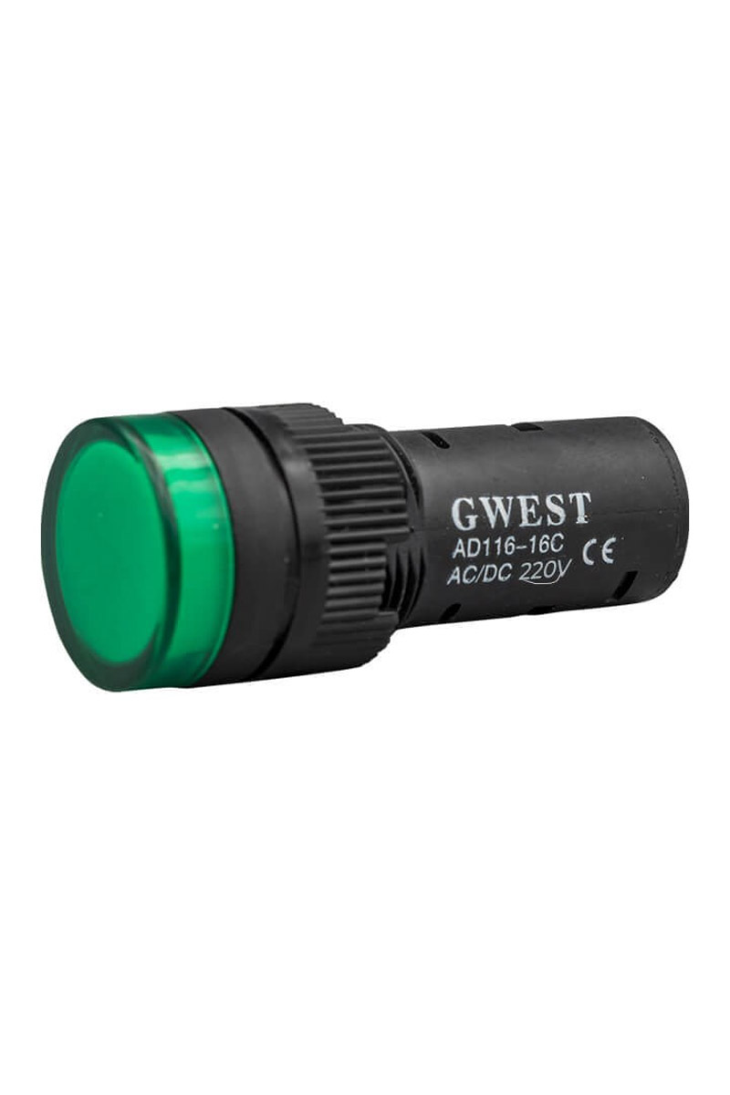 Gwest 16-Y 220V 16mm Yeşil Ledli Sinyal Lambası