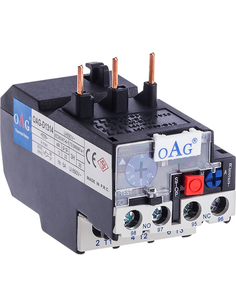 OAG-2-13  2.5-4 Amper Kontaktöre Geçmeli Termik Röle