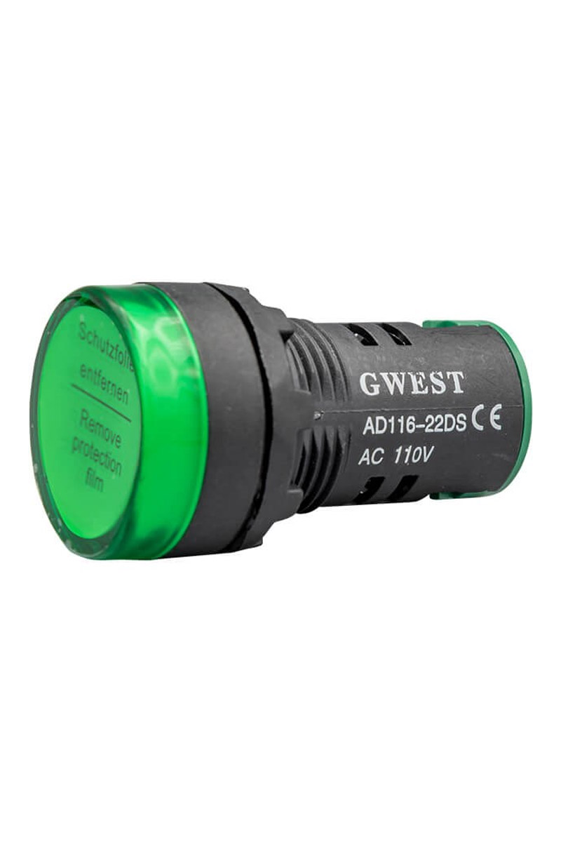 Gwest 22-110V-Y 110V 22mm Yeşil Ledli Sinyal Lambası