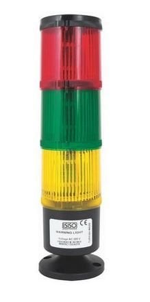 IS53-3T/W-J 220V Sabit, Flaşör, Çakar, Döner, Buzzer 220V 3 KAT Ø53 mm Işıklı Kolon