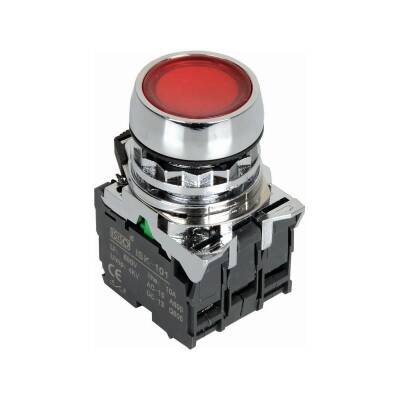 ISM-BW34M5 220V Işıklı Yaylı Metal Buton - Kırmızı