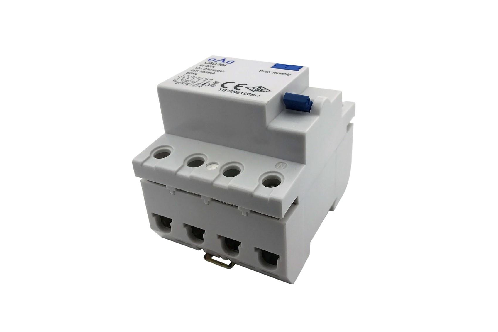 Oag 4 x 32A 30MA 4 Kutuplu Kaçak Akım Rölesi