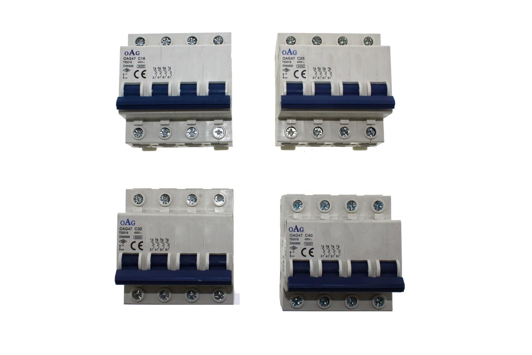 Oag C Serisi 4x25A 3kA Otomatik Sigorta 4 kutuplu