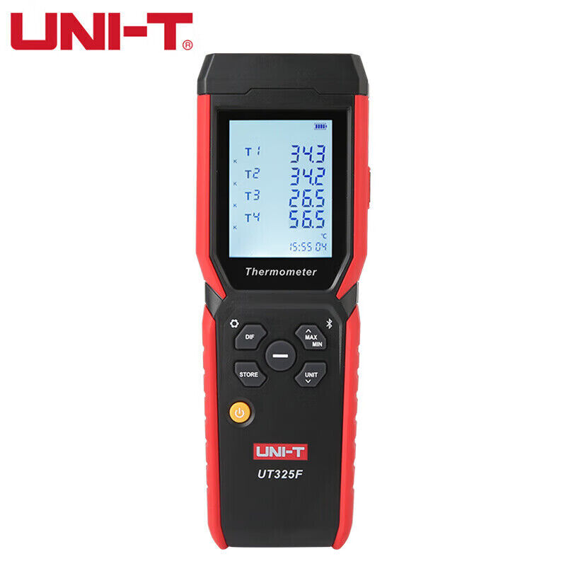 UNIT UT-325F Dijital Termometre, 4 Kanal Sıcaklık Test Cihazı, J, T, E, R, S, N, K Tipi, Termokupl, Bluetooth, Veri İletimi