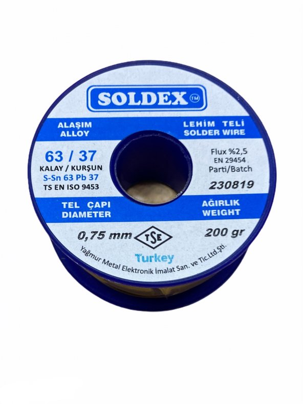 Soldex Sn63 Pb37 0,75mm 500gr Lehim Teli