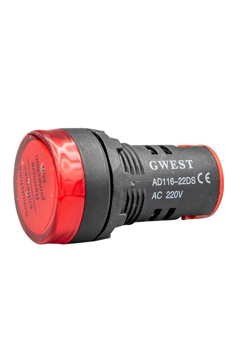Gwest 22-K 220V 22mm Kırmızı Ledli Sinyal Lambası
