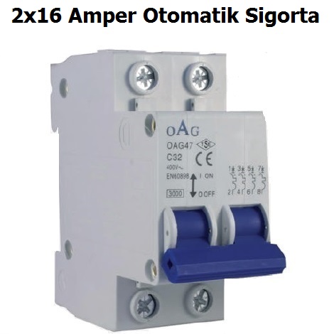 Oag C Serisi 2x16A 3kA Otomatik Sigorta 2 kutuplu